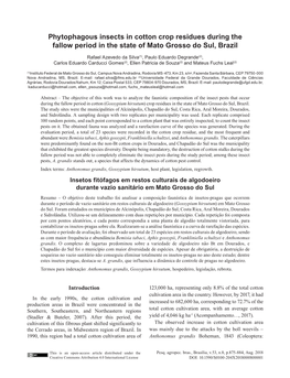 Phytophagous Insects in Cotton Crop Residues During the Fallow Period in the State of Mato Grosso Do Sul, Brazil