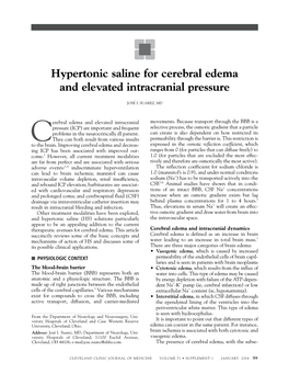 Suarez, JI: Hypertonic Saline for Cerebral Edema