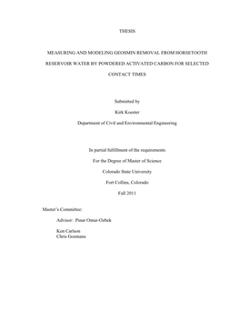 Thesis Measuring and Modeling Geosmin Removal