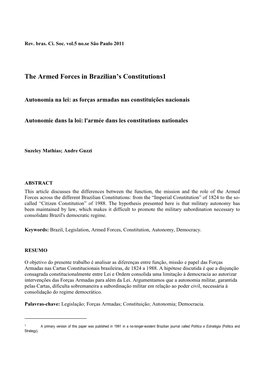 The Armed Forces in Brazilian's Constitutions1
