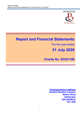 Borders College Annual Accounts 2019-20