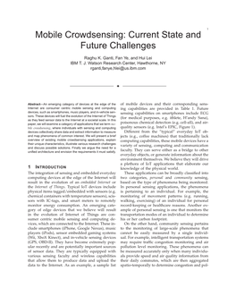 Mobile Crowdsensing: Current State and Future Challenges