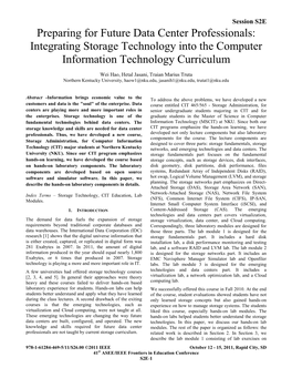 Preparing for Future Data Center Professionals: Integrating Storage Technology Into the Computer Information Technology Curriculum