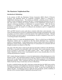 The Manchester Neighborhood Plan