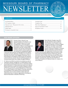 Missouri Board of Pharmacy Newsletter August 2017