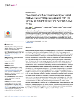 Journal.Pone.0219493 July 15, 2019 1 / 20 Plant-Herbivore Associations from a Remote Oceanic Island