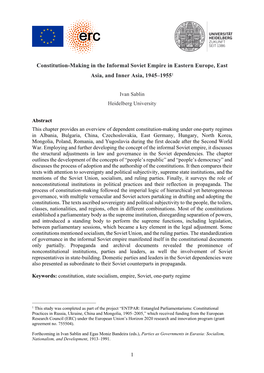 Constitution-Making in the Informal Soviet Empire in Eastern Europe, East Asia, and Inner Asia, 1945–19551
