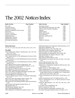 The 2002 Notices Index, Volume 49, Number 11