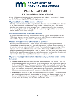 Parent's Falconry Factsheet