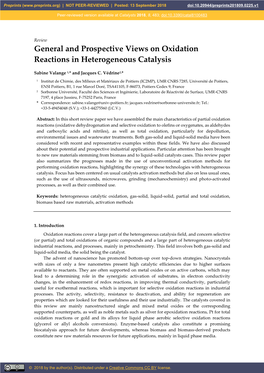 General and Prospective Views on Oxidation Reactions in Heterogeneous Catalysis