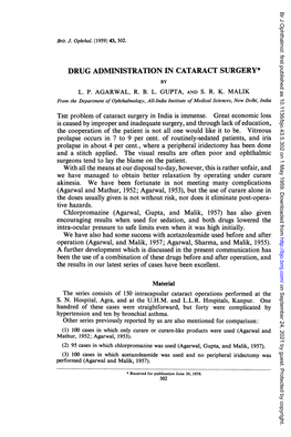 Drug Administration in Cataract Surgery* by L