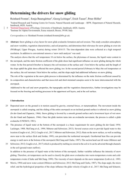 Determining the Drivers for Snow Gliding
