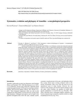 Systematics, Evolution and Phylogeny of Annelida – a Morphological Perspective