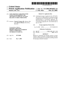 (12) Patent Application Publication (10) Pub. No.: US 2001/0034023 A1 Stanton, JR