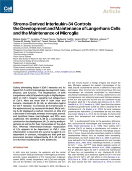 Stroma-Derived Interleukin-34 Controls the Development and Maintenance of Langerhans Cells and the Maintenance of Microglia
