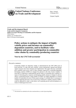 Policy Actions to Mitigate the Impact of Highly Volatile Prices