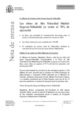 Las Obras De Alta Velocidad Madrid- Segovia-Valladolid Ya Están Al 76% De Ejecución