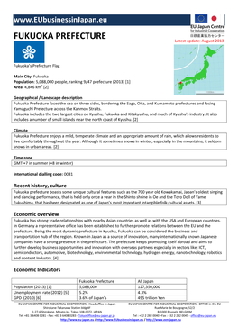 FUKUOKA PREFECTURE Latest Update: August 2013