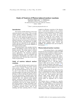 Study of Neutron of Photon Induced Nuclear Reactions Rajnikant Makwana(*), S