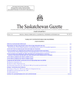 Gazette Part I, February 28, 2020