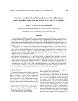 Structure and Evolution of a Cumulonimbus Cloud Developed Over a Mountain Slope with the Arrival of Sea Breeze in Summer