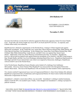 2014 Bulletin #13 November 5, 2014