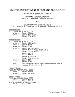 Commercial Feed Laws and Regulations