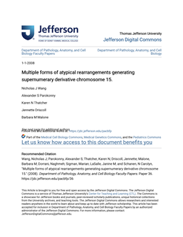 Multiple Forms of Atypical Rearrangements Generating Supernumerary Derivative Chromosome 15