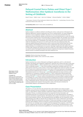 Delayed Cranial Nerve Palsies and Chiari Type I Malformation After Epidural Anesthesia in the Setting of Childbirth