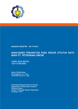 Manajemen Perawatan Pada Boiler Utilitas Batu Bara Pt. Petrokimia Gresik