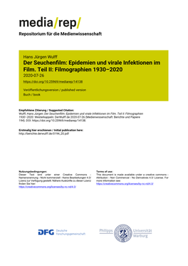 Der Seuchenfilm: Epidemien Und Virale Infektionen Im Film. Teil II