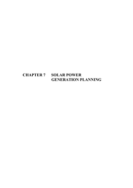 Chapter 7 Solar Power Generation Planning
