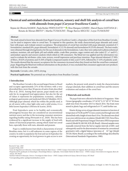 Chemical and Antioxidant Characterization, Sensory and Shelf