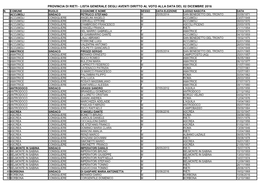 Lista Generale Degli Aventi Diritto Al Voto Alla Data Del 02 Dicembre 2016 N