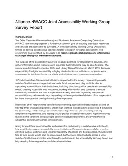 Alliance-NWACC Accessibility Survey Report July 2019
