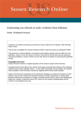 Contracting out Schools at Scale: Evidence from Pakistan