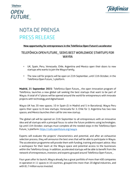 Nota De Prensa Press Release