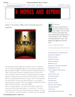 B Movies and Beyond: Alien 2: on Earth (1980, Sam Cromwell Aka