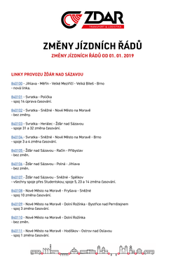 Změny Jízdních Řádů Změny Jízdních Řádů Od 01