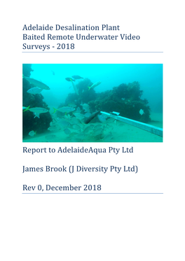 Adelaide Desal Project Baited Remote Underwater Video Survey 2018