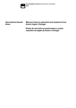 Ana Catarina Duarte Alves Mercury Levels in Parturient and Newborns