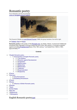 Romantic Poetry from Wikipedia, the Free Encyclopedia Jump to Navigationjump to Search