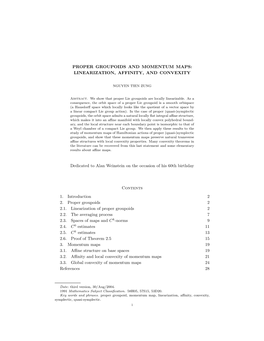 Proper Groupoids and Momentum Maps: Linearization, Affinity, and Convexity