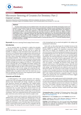 Microwave Sintering of Ceramics for Dentistry