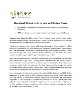 Chandigarh Airport Set to Go Solar with Renew Power