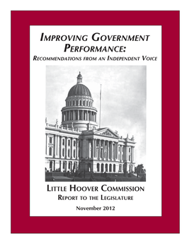 Improving Government Performance: Recommendations from an Independent Voice