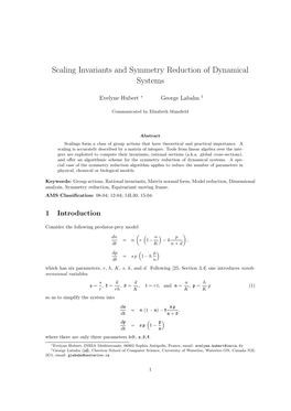 Scaling Invariants and Symmetry Reduction of Dynamical Systems