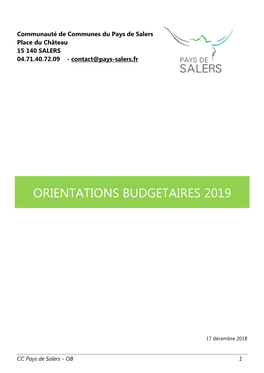 Orientations Budgetaires 2019