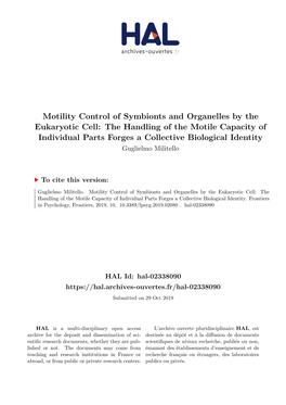 Motility Control of Symbionts and Organelles by the Eukaryotic Cell