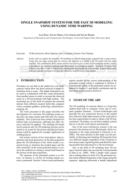 Single Snapshot System for the Fast 3D Modeling Using Dynamic Time Warping